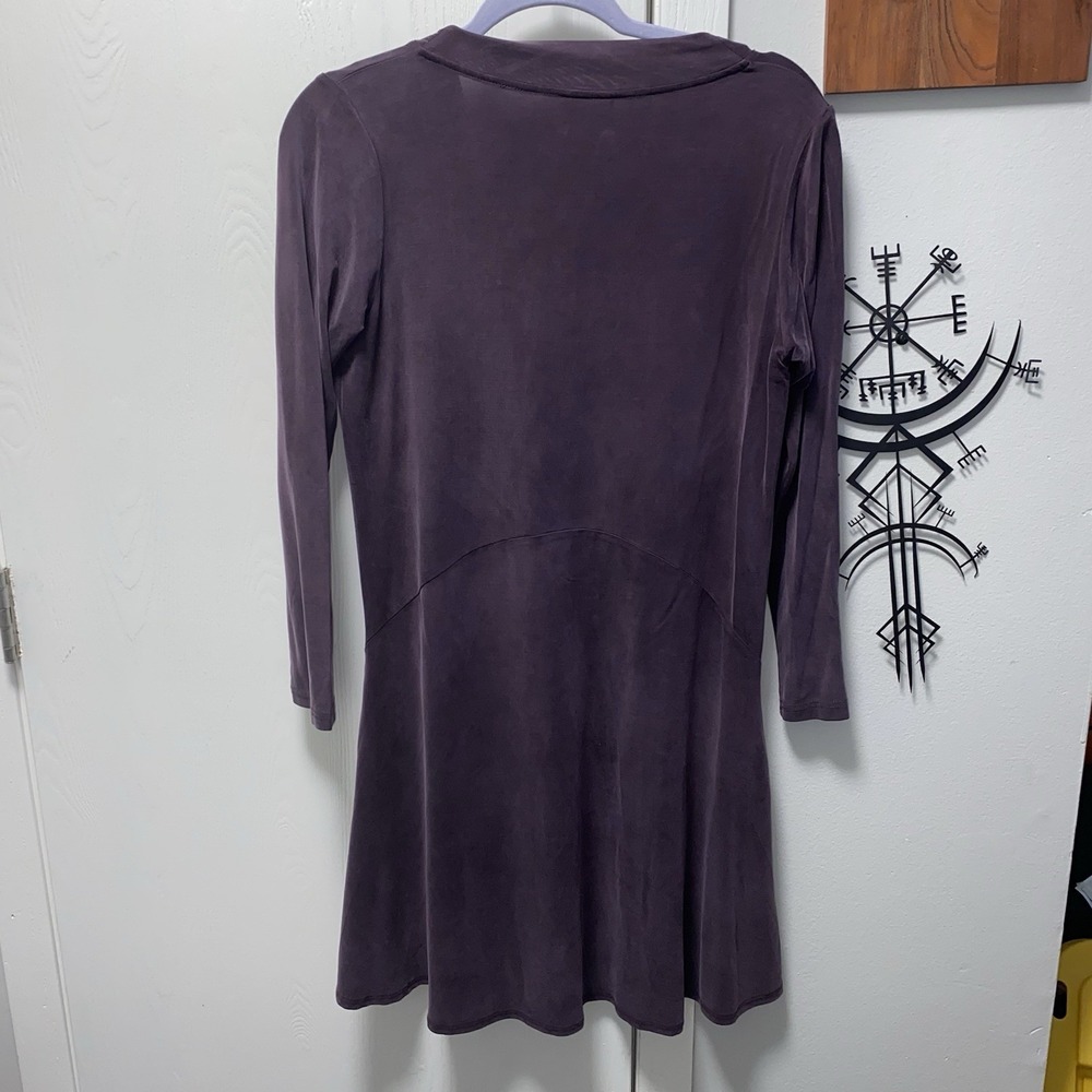 Anthropologie Dolan Left V-Neck Long Sleeve Purple Plum Swing Dress XS Cupro - Picture 7 of 8